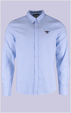 Рубашка AERONAUTICA MILITARE FW 26/27/AL stripes white/light blue (CA 1320)
