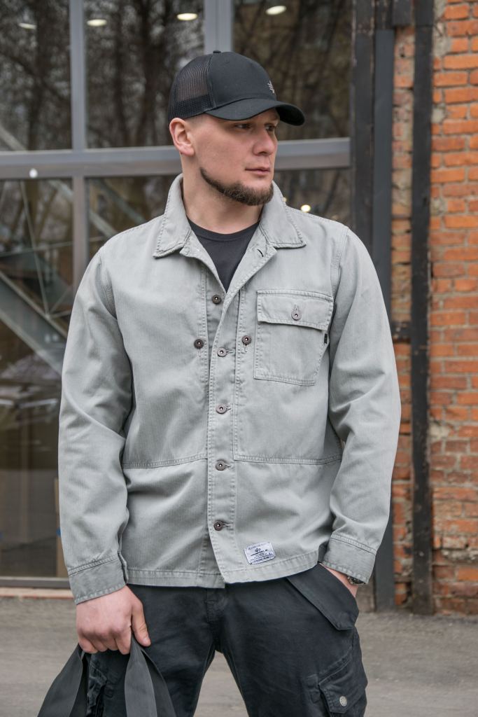 Ветровка ALPHA INDUSTRIES SHIRT JACKET P44 SS22 vintage grey фото 1