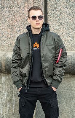 Куртка-бомбер лётная ALPHA INDUSTRIES D-Tec MA-1 black olive