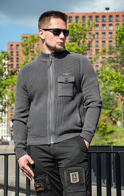 Свитер на молнии AERONAUTICA MILITARE FW 25/26/BL beluga grey (MA 1565)