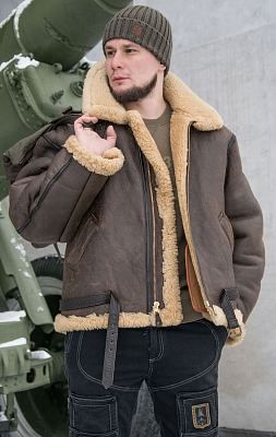 Куртка-пилот COCKPIT RAF big size кожа brown (Z2109)