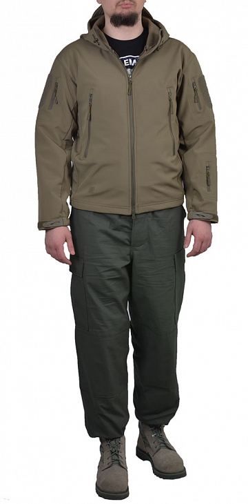 Куртка тактическая Outdoor Tactical Soft Shell с капюшоном oliv