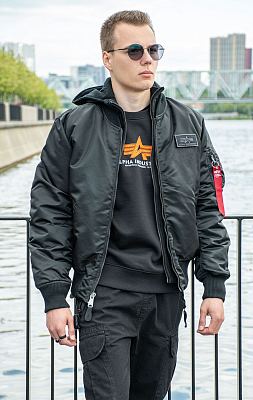 Куртка-бомбер лётная ALPHA INDUSTRIES D-Tec MA-1 black/black