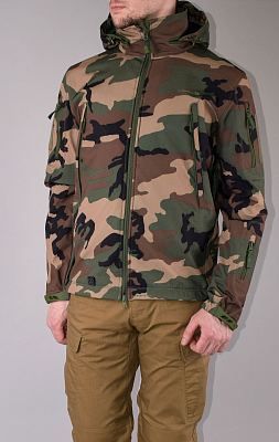 Куртка тактическая softshell Pentagon ARTAXES big size Soft Shell camo woodland 08011