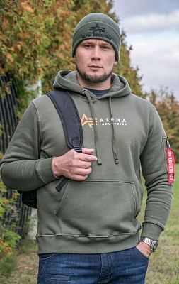 Толстовка ALPHA INDUSTRIES ALPHA LABEL HOODY dark olive