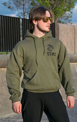 Толстовка USMC с капюшоном olive