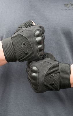 Перчатки тактические OK с пласт. защитой без пальцев green