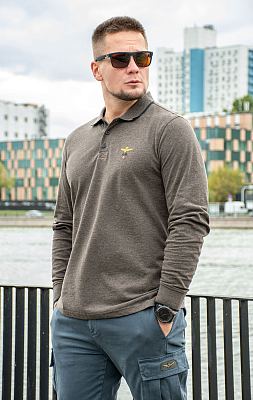 Поло-лонгслив AERONAUTICA MILITARE FW 26/27/TR brown melange (PO 1653)