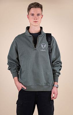Олимпийка ALPHA INDUSTRIES ESSENTIAL 1/4 ZIP RELAXED FIT SWEATSHIRT (AIRCORP) FW 26/27 deep forest